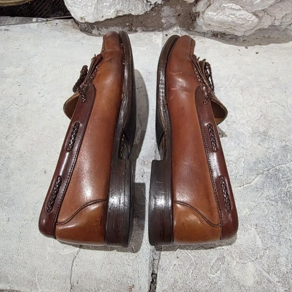 Allen Edmonds Woodstock Leather Kiltie Loafer Men 9 1/2 Brown Moccasin Old Money